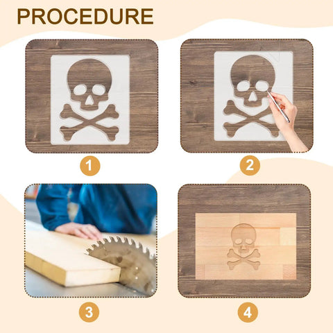 Human Skull Router Templates For Woodworking Badass Clear Acrylic Inlay Jigs For Precision Routing And DIY Project Builds Pro Level 5Mm Thick Template Kit For Smooth Results image of the routing process using skull templates.