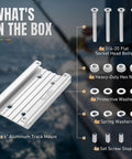 Heavy Duty Boat Track System 6 Inch Aluminum Track Mount for marine deck hardware, shown with bolts, nuts, washers, and set screws