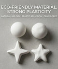 Eco-friendly white molding clay balls and star shapes made from strong plasticity, ideal for crafting and DIY projects.