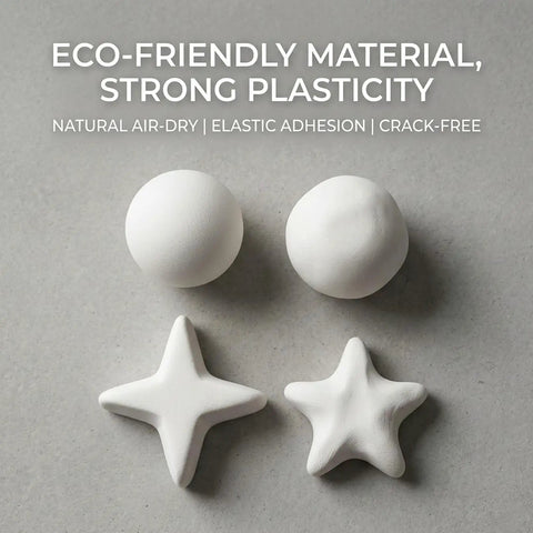 Eco-friendly white molding clay balls and star shapes made from strong plasticity, ideal for crafting and DIY projects.