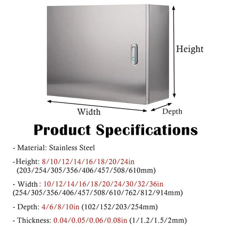 Outdoor Stainless Steel Junction Box For Industrial Control And Factory Use Wall Mounted Electrical Enclosure 10 To 36 Inch Wide 20 By 24 By 10 Inch Size 2Mm Thick Built Tough Weatherproof Dust Resistant Heavy Duty, stainless steel wall box