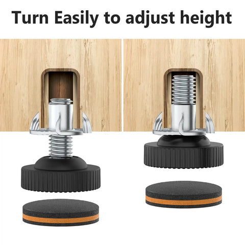 Beefy Heavy Duty Adjustable Furniture Levelers With Floor Protectors 20 Pack Screw In Feet With Rubber Pads For Tables Chairs Desks Cabinets And Workbenches Indoors Outdoors Includes One Quarter Inch Screws And One Point One Inch Height Extender