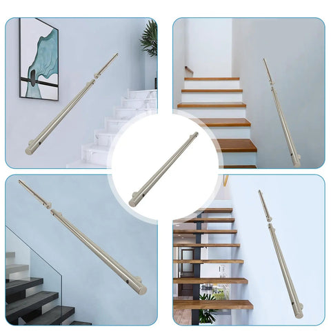 Rock Solid Wall Mounted Stainless Steel Stair Railing Featuring Secure Grip For Indoor Outdoor Steps No Sweat Installation Heavy Duty Silver Round Safety Handrail view on stairs