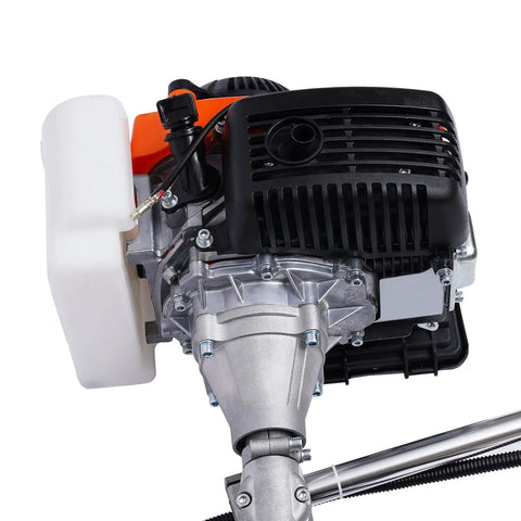 Close-up of Powerful 4HP 53.2cc 4-Stroke Outboard With Air Cooling, showing engine housing and drive shaft connection