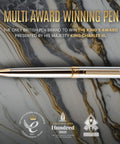 Luxurious Silver Chrome Ballpoint Pen With Real Gold Plating And Schmidt Black Refill on marble background