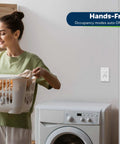 Woman in laundry room using 2 Pack In Wall Motion Sensor Light Switch For Single Pole Install No Fuss Auto On Off Occupancy Sensor