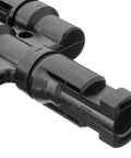 Close-up of 3 To 1 T Solar Panel Connector For PV Systems With MFFF And MMMF, IP67 Waterproof, 1000V 1500V DC, 30A, Snap In.