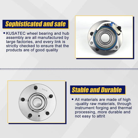 Front Wheel Hub & Bearing Assembly Pair 2pcs, 5-Lug w/ ABS, Sealed Ball Bearing Hub Unit for GM sedans and crossovers.