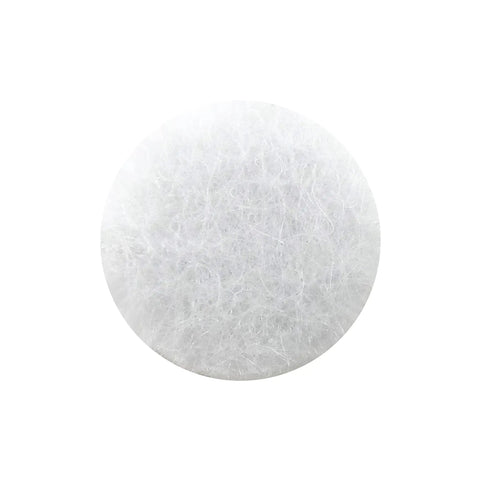 Close-up of a 3/8-inch white felt pad from Self Adhesive Three Eighths Inch Felt Furniture Pads Pack Of Seventy Five White Sliders