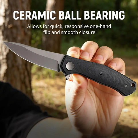 Folding Pocket Knife With 3.23 Inch Stainless Steel Blade And G10 Handle Pocket Clip EDC Knife Compact Camping Survival Knife
