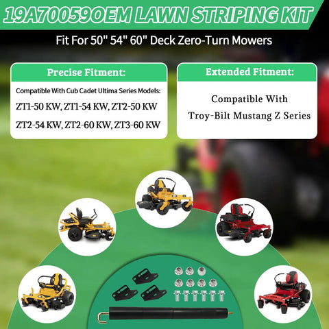 All Purpose Lawn Striping Kit For 50, 54 And 60 Inch Zero Turn Mowers, Precise Fit For Cub Cadet Ultima Series And Troy-Bilt Z Models