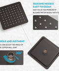 Detail of Shower Faucet Set With 8 Inch Rainfall Showerhead And Trim Kit Oil Rubbed Bronze Finish Includes 3 Way Valve For Full Control Easy Install Bathroom Shower System For Legit Spa Vibe Showers showing silicone nozzles and adjustable joint