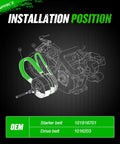 Diagram showing installation of Club Car Clutch Drive Belt and Starter Generator Belt Kit for DS 1997 Up and Precedent 2004 Up