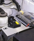 Built Damn Tough Manual Reset Circuit Breaker Switch 300 Amp Waterproof Panel Mount installed in vehicle engine bay.