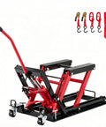 Beefy 1500 Lbs Hydraulic Motorcycle Lift Jack With Four Wheel ATV Scissor Lift Foot Operated Hoist and accessories