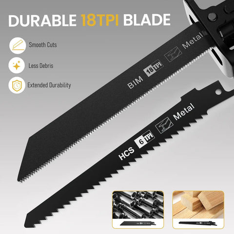 18TPI and 6TPI saw blades for Brushless Reciprocating Saw Cordless 20V Max Compatible Tool Only 3000 SPM