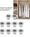 Heavy Duty Flanged Holder Base For Closet Rods And Wardrobe Shelving, Stainless steel brackets with screws, wardrobe installation