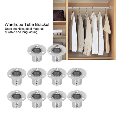 Heavy Duty Flanged Holder Base For Closet Rods And Wardrobe Shelving, Stainless steel brackets with screws, wardrobe installation