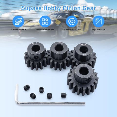 Pinion Gear Set M1.5 14T 15T 16T 17T 8mm Shaft Steel For RC Cars 1 To 5 1 To 6 1 To 7 1 To 8 1 To 10 Fits Traxxas Arrma HSP HPI Axial Losi Brushed Or Brushless Motors