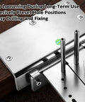 Stainless Steel Bench Vise For Jewelry Making And Metalworking Lets You Hold Tools Firmly While Filing Shaping And Cutting Gold Silver Alloy Projects With Ease. Close-up of the stainless steel vise showing adjustable clamps and preset holes.