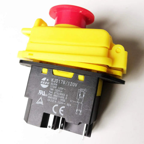Waterproof Electromagnetic Push Button Switch With Emergency Stop Cover For Woodworking And Metalworking Machines 120V