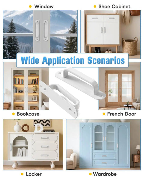 5.9 Inch Sliding Barn Door Handle Set White Aluminum Hardware Cabinet Pulls for doors and furniture applications