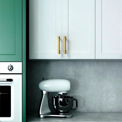 Champagne Bronze Cabinet Pulls 3 Inch 76mm Set Of 10 Kitchen Cabinet Handles for Cupboards And Drawers on white cabinets