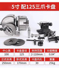 Four And Five Inch Universal Indexing Head For CNC Milling Machine with 125mm chuck and additional accessories for precise machining tasks.