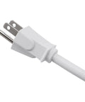 Close-up of plug for Six Outlet Surge Protector Power Strip With 2 Ft Heavy Duty Metal Extension Cord 200 Joules White 2 Pack