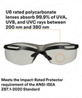 SecureFit 500 Series Safety Glasses With Adjustable Ratchet Temples All Day Comfort Anti Fog Anti Scratch Gray Lens Black Frame ANSI Z87 Impact Rated