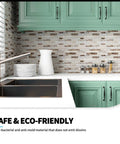 Peel And Stick Brick Kitchen Backsplash Self Adhesive Wall Tiles Stone Design Brown 10 Sheets No Grout Mess Free Easy Diy Installation