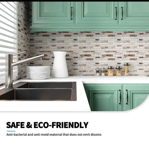 Peel And Stick Brick Kitchen Backsplash Self Adhesive Wall Tiles Stone Design Brown 10 Sheets No Grout Mess Free Easy Diy Installation