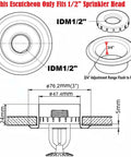 Diagram of Sleek Recessed Fire Sprinkler Escutcheon Trim Ring Covers 1/2 Inch Ips Pipes showing dimensions and fitting details.