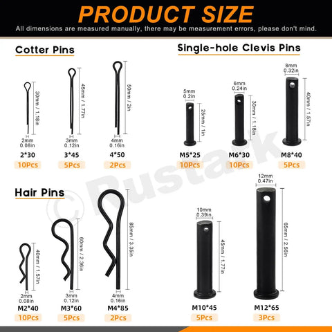 67Pcs Black Cotter Pins Hair Pin Clips Clevis Pins R Clips And Spring Pin Fasteners Kit Must Have From Rustark With 11 Sizes