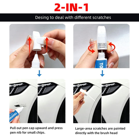 Honda NH 883P Exact Color Match Touch Up Paint Pen demonstrating dual tip application on car scratches