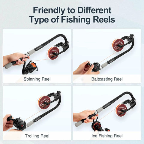 Fishing Line Winder Spooler Machine With Adjustable Spool Width And Spring Loaded Tension, compatible with various reel types