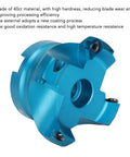 Blue aluminum alloy CNC lathe face mill tool holder with central bore and mounting screws
