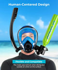 0.5L Portable Scuba Diving Tank With Snorkel Mask Dual Function Full Face Underwater Breathing System displayed on mannequin