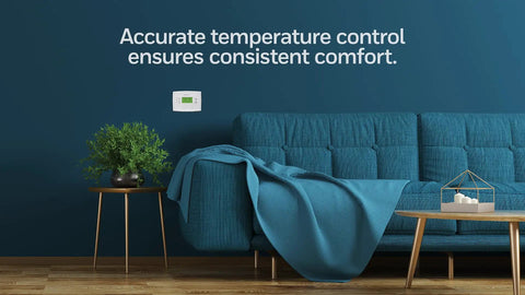 Living room with 7 Day Programmable Thermostat With Backlit Digital Display And Precise Temperature Control To Within 1 Degree Fahrenheit