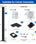 Diagram of Awesome Level Drilled Aluminum Cable Railing Post for 36 Inch Deck, showing T-drilled holes, bracket, and mount base.