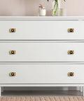 White dresser with Retro Gun Target Black Rectangular Glass Drawer Handles 4 Pack With Screws for a sleek modern look.