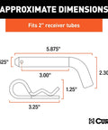 Heavy Duty Trailer Hitch Pin And Clip Five Eighth Inch Diameter Fits Two Inch Receiver Black Easy Grip Angled Bend Works With Class Three Four And Five Hitches dimensions diagram