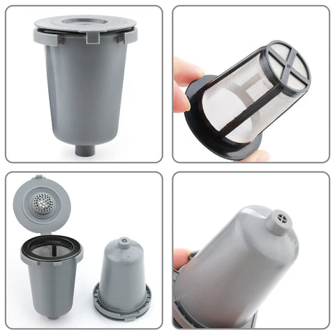 Reusable Filter Cup For Cuisinart HomeBarista Coffee Maker Gray 2 Pack, showing detailed gray filter components