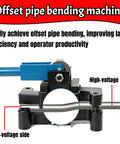 Heavy Duty 2-In-1 Emt Pipe Bender With Offset Design showing high and low voltage sides with ergonomic long handles.