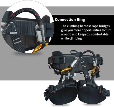 Half Body Tree Climbing Harness For Men With Thick Waist Cushion, ANSI Certified 23KN Safe Height Rescue Belt, Arborist Gear, close-up