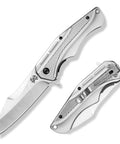 Open and closed EDC Pocket Knife with 3.5 inch flipper and liner lock, 420C stainless steel blade, lightweight tactical design.