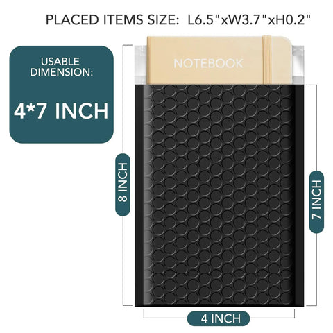 Black Bubble Mailers 4x8 Inch Self Seal Adhesive Padded Envelopes 200 Pack Waterproof With Inner 4x7 Inch Usable Size Boss Quality