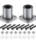 LMK13-UU Linear Ball Bearings 13mm Bore 23mm OD 32mm Length Round Flange Nickel Plated With Screws for CNC Machines and 3D Printers Two Pack