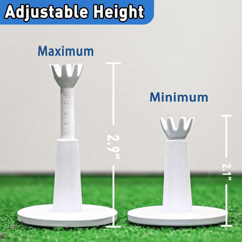 Adjustable Golf Tees 3 Pack White For Men Unbreakable Durable Practice Tees With 2.1 To 2.9 Inch Height Range Fits All Mats