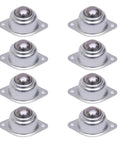 Set of eight three quarters of an inch roller ball transfer bearings for smooth material handling, pro grade, top view